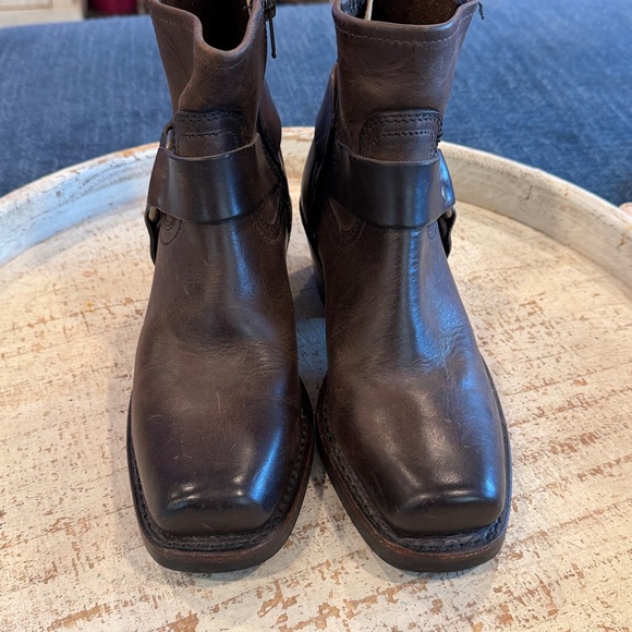 Frye Dark Brown Leather Buckle Boots - Picture 12 of 13